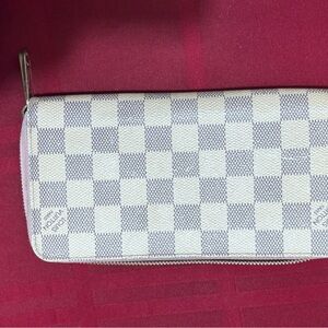 Louis Vuitton Checkered Wallet in White and Gray